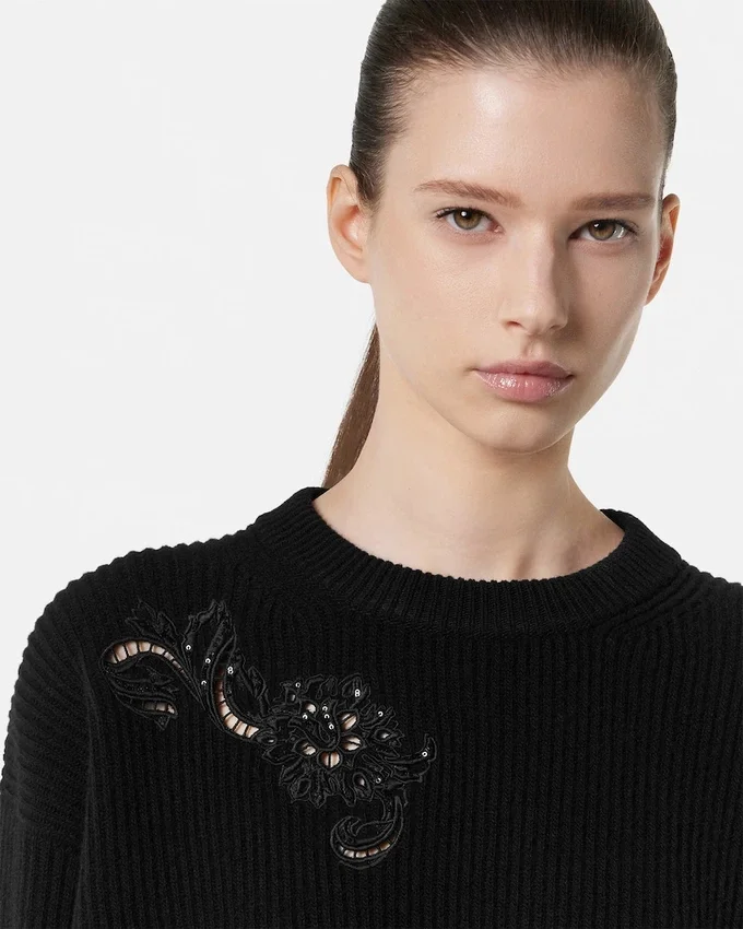Embroidered Barocco Leaf Knit Sweater Embroidered Barocco Leaf Knit Sweater