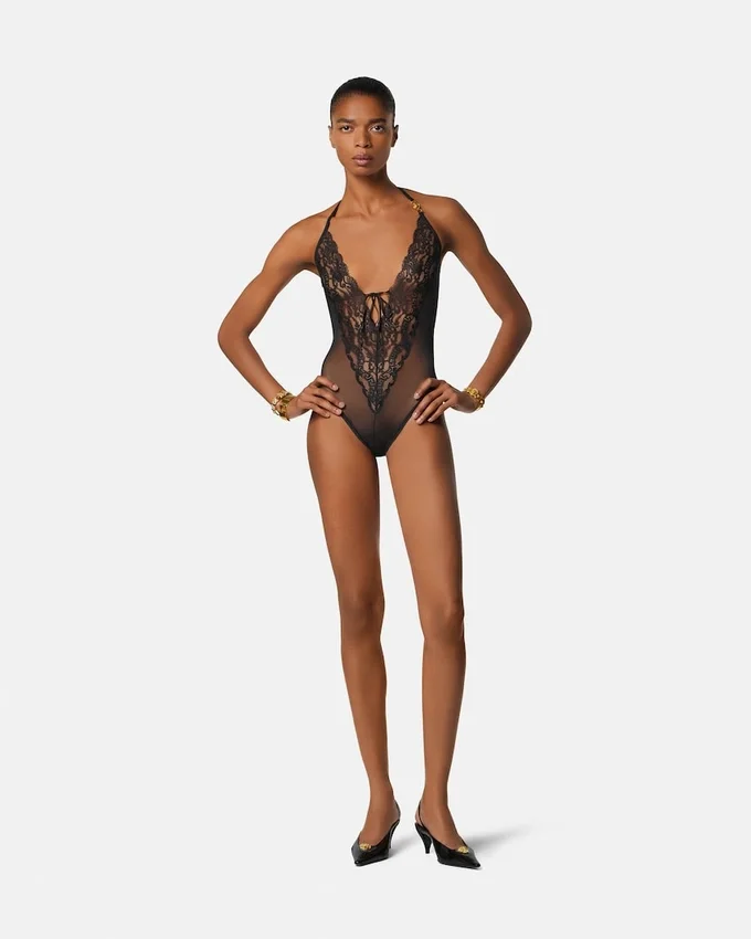 Embroidered Lace-Trim Bodysuit Embroidered Lace-Trim Bodysuit