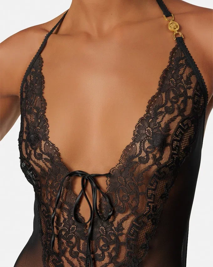Embroidered Lace-Trim Bodysuit Embroidered Lace-Trim Bodysuit