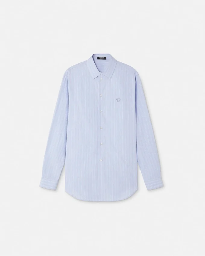 Embroidered Medusa Striped Shirt Embroidered Medusa Striped Shirt