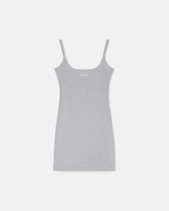 Embroidered Ribbed Cotton Mini Dress