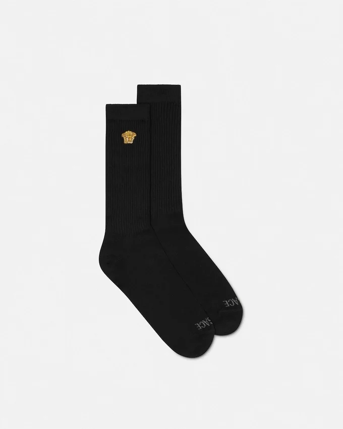 Embroidered Ribbed Cotton Socks Embroidered Ribbed Cotton Socks