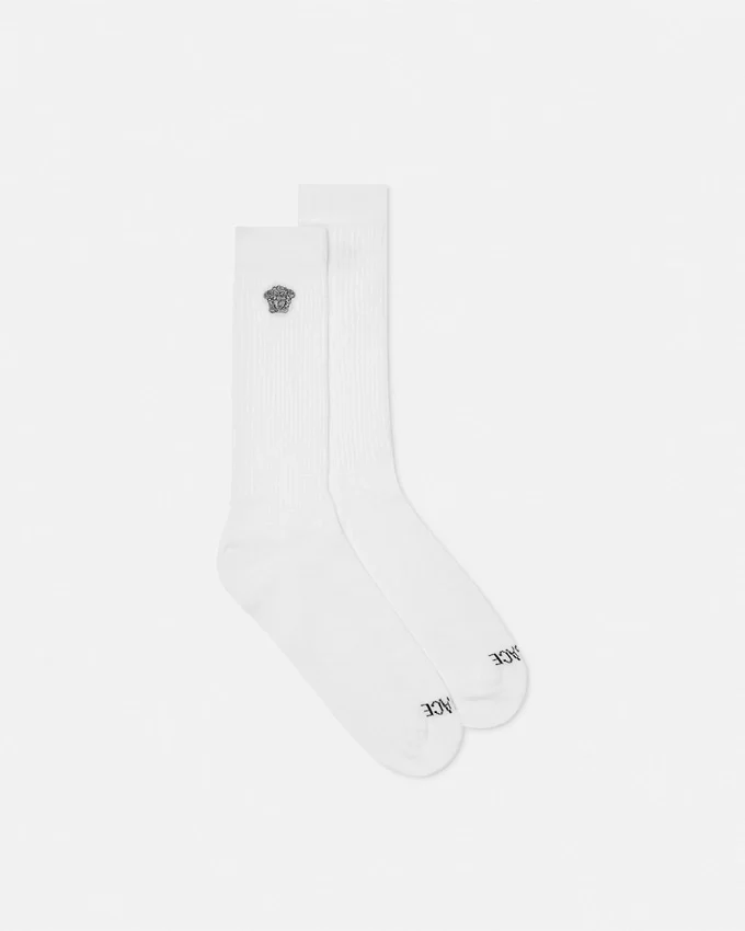 Embroidered Ribbed Cotton Socks Embroidered Ribbed Cotton Socks