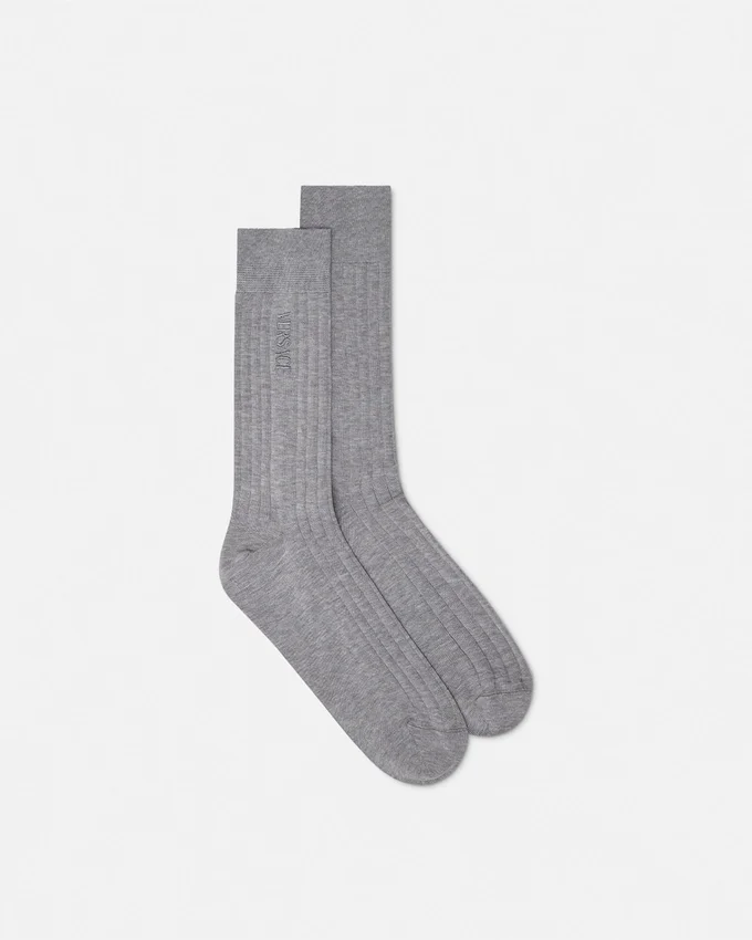 Embroidered Ribbed Cotton Socks Embroidered Ribbed Cotton Socks