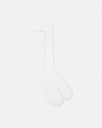 Embroidered Ribbed Cotton Socks