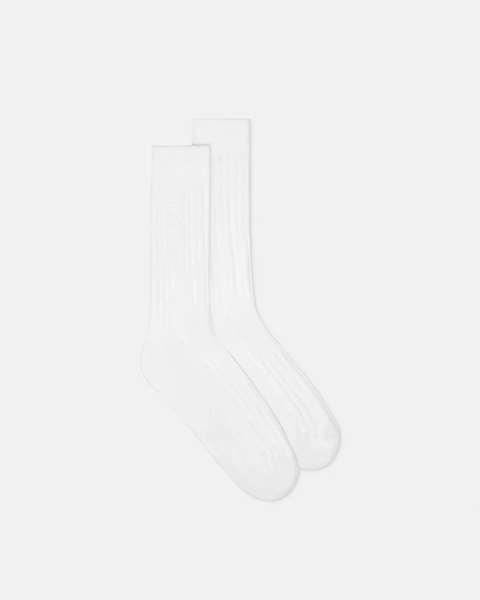 Embroidered Ribbed Cotton Socks Embroidered Ribbed Cotton Socks
