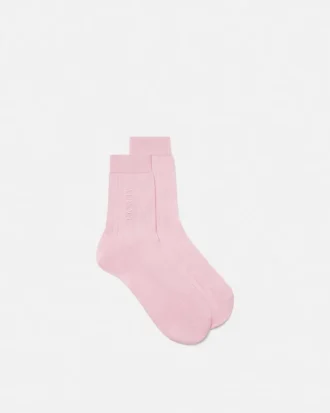 Embroidered Ribbed Cotton Socks