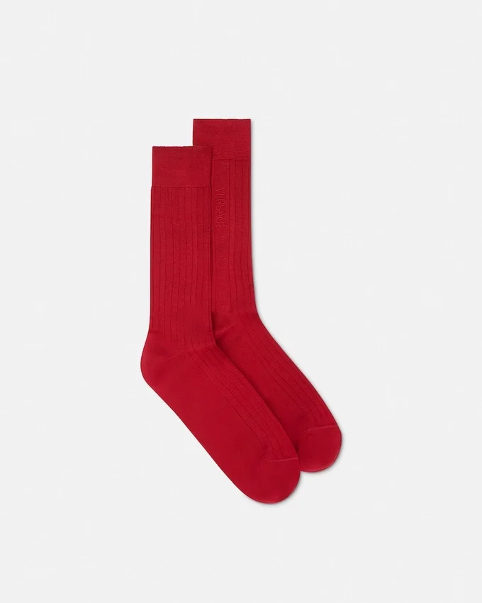 Embroidered Ribbed Cotton Socks Embroidered Ribbed Cotton Socks