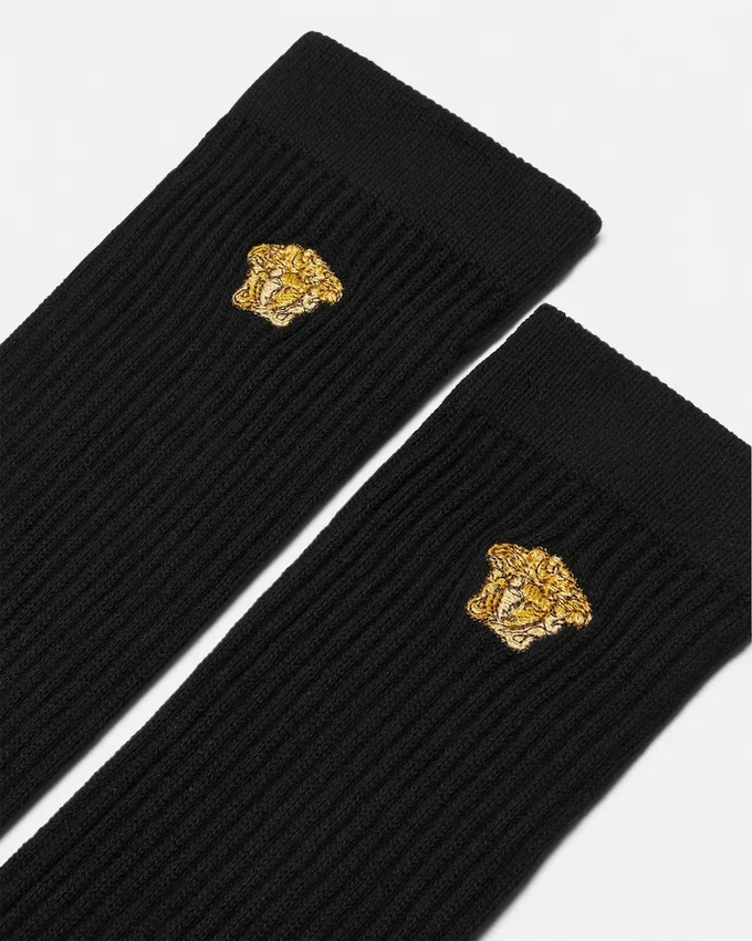 Embroidered Ribbed Cotton Socks Embroidered Ribbed Cotton Socks