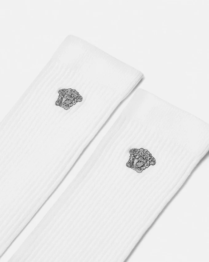 Embroidered Ribbed Cotton Socks Embroidered Ribbed Cotton Socks