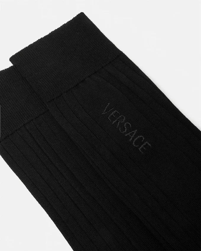 Embroidered Ribbed Cotton Socks Embroidered Ribbed Cotton Socks