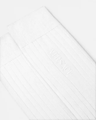 Embroidered Ribbed Cotton Socks