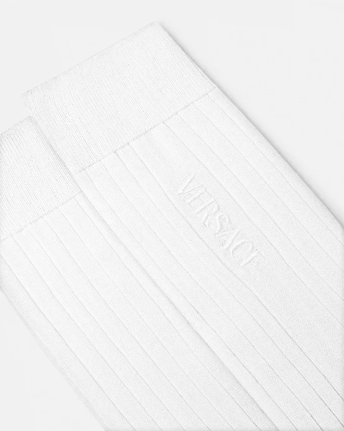 Embroidered Ribbed Cotton Socks Embroidered Ribbed Cotton Socks