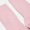 Embroidered Ribbed Cotton Socks