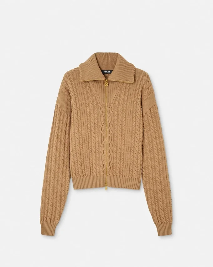 Embroidered Wool Knit Zip Sweater Embroidered Wool Knit Zip Sweater