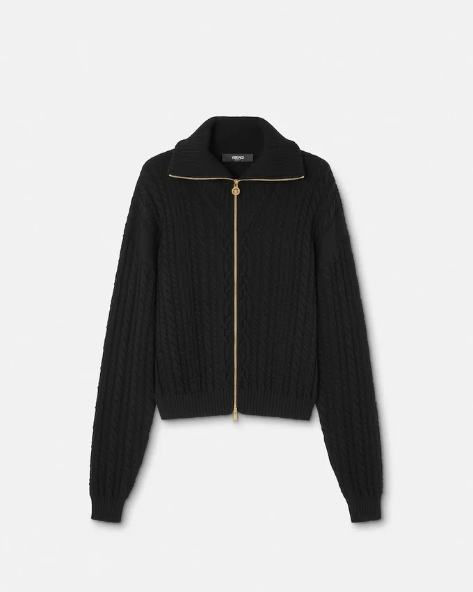 Embroidered Wool Knit Zip Sweater Embroidered Wool Knit Zip Sweater