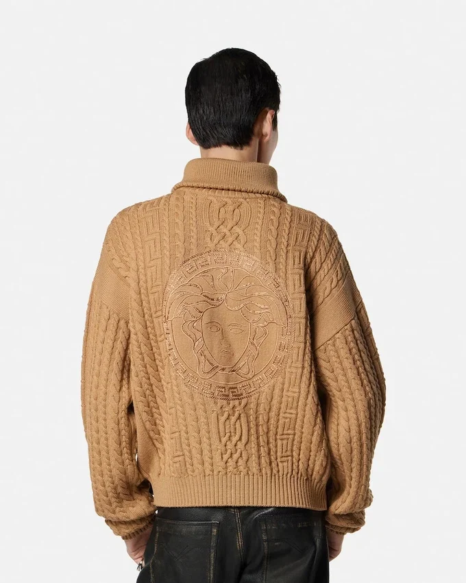 Embroidered Wool Knit Zip Sweater Embroidered Wool Knit Zip Sweater