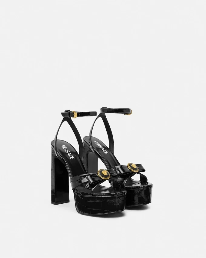 Gianni Ribbon Croc-Effect Sandals 140 mm Gianni Ribbon Croc-Effect Sandals 140 mm