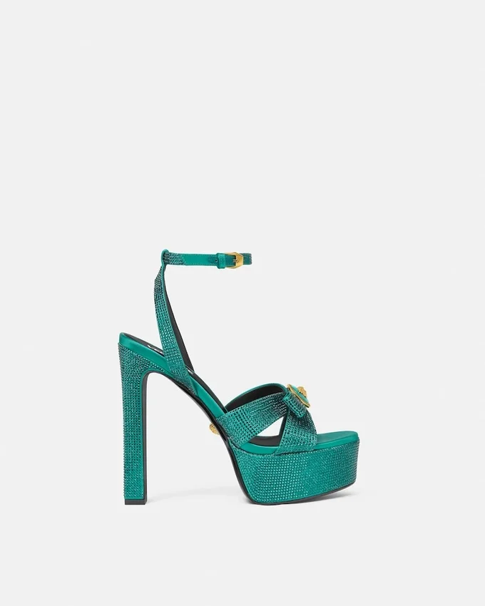 Gianni Ribbon Embellished Satin Sandals 140 mm Gianni Ribbon Embellished Satin Sandals 140 mm