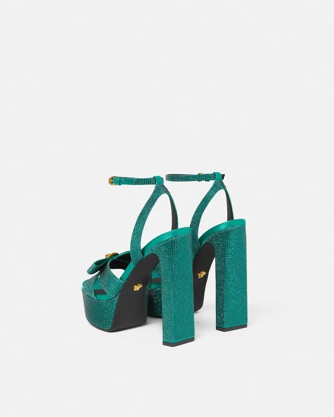 Gianni Ribbon Embellished Satin Sandals 140 mm Gianni Ribbon Embellished Satin Sandals 140 mm