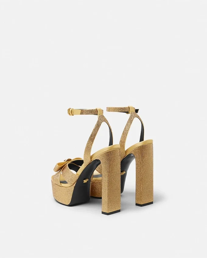 Gianni Ribbon Embellished Satin Sandals 140 mm Gianni Ribbon Embellished Satin Sandals 140 mm