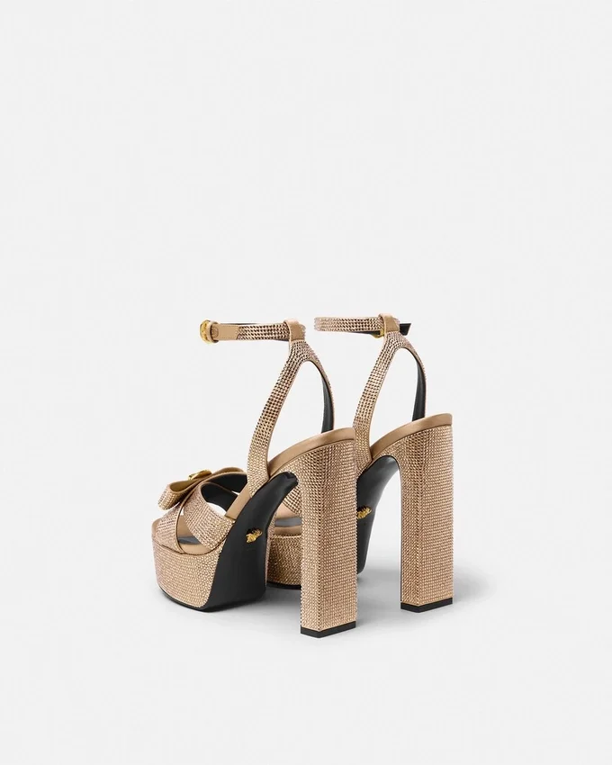 Gianni Ribbon Embellished Satin Sandals 140 mm Gianni Ribbon Embellished Satin Sandals 140 mm