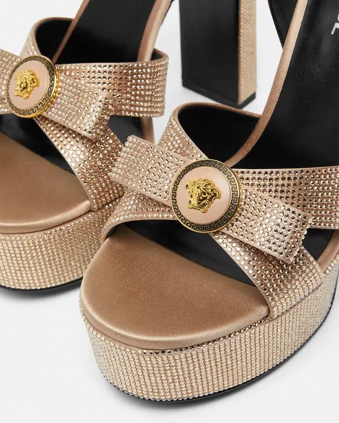 Gianni Ribbon Embellished Satin Sandals 140 mm Gianni Ribbon Embellished Satin Sandals 140 mm