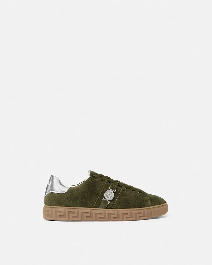 Greca Embellished Suede Sneakers Greca Embellished Suede Sneakers