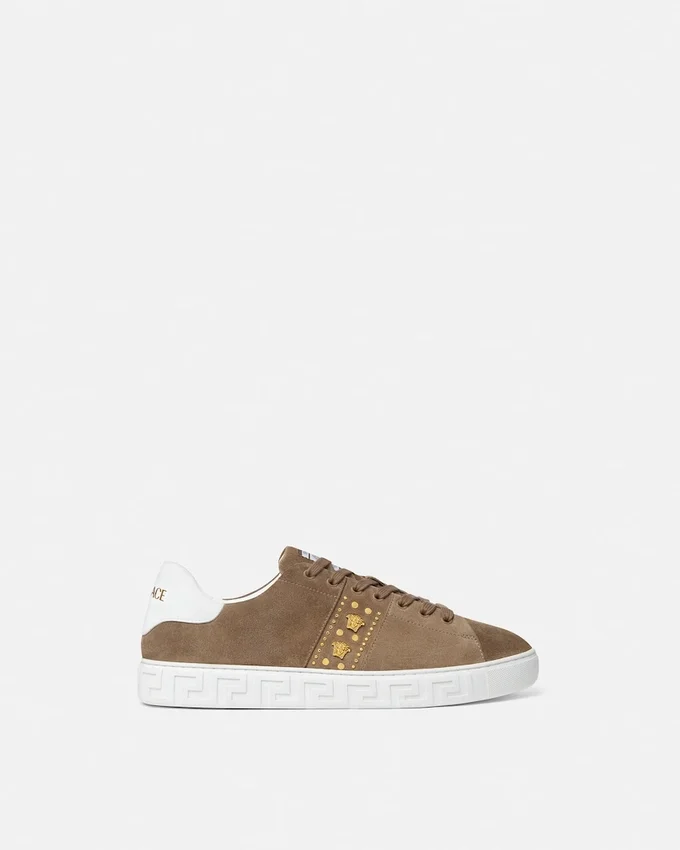 Greca Embellished Suede Sneakers Greca Embellished Suede Sneakers