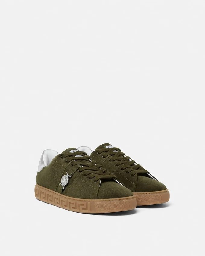 Greca Embellished Suede Sneakers Greca Embellished Suede Sneakers