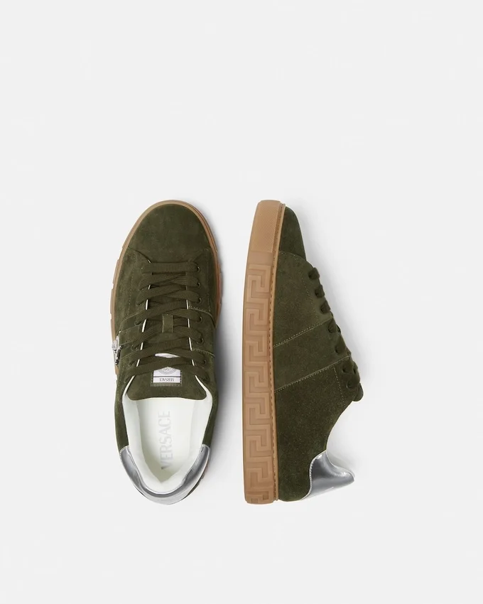 Greca Embellished Suede Sneakers Greca Embellished Suede Sneakers