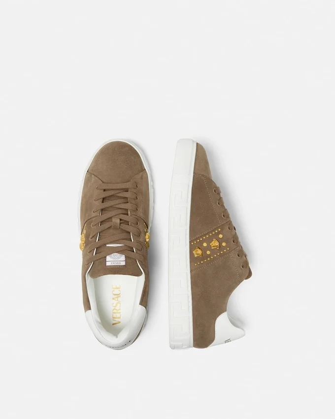 Greca Embellished Suede Sneakers Greca Embellished Suede Sneakers