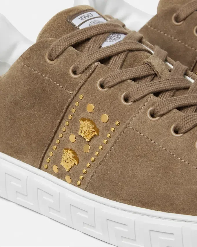 Greca Embellished Suede Sneakers Greca Embellished Suede Sneakers