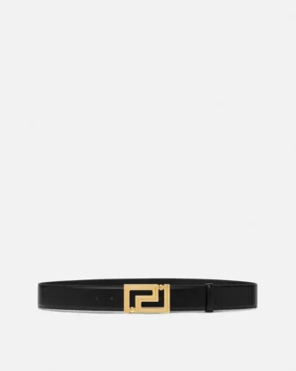 Greca Leather Belt  4 cm