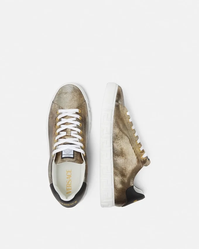 Greca Lizard-Effect Sneakers Greca Lizard-Effect Sneakers