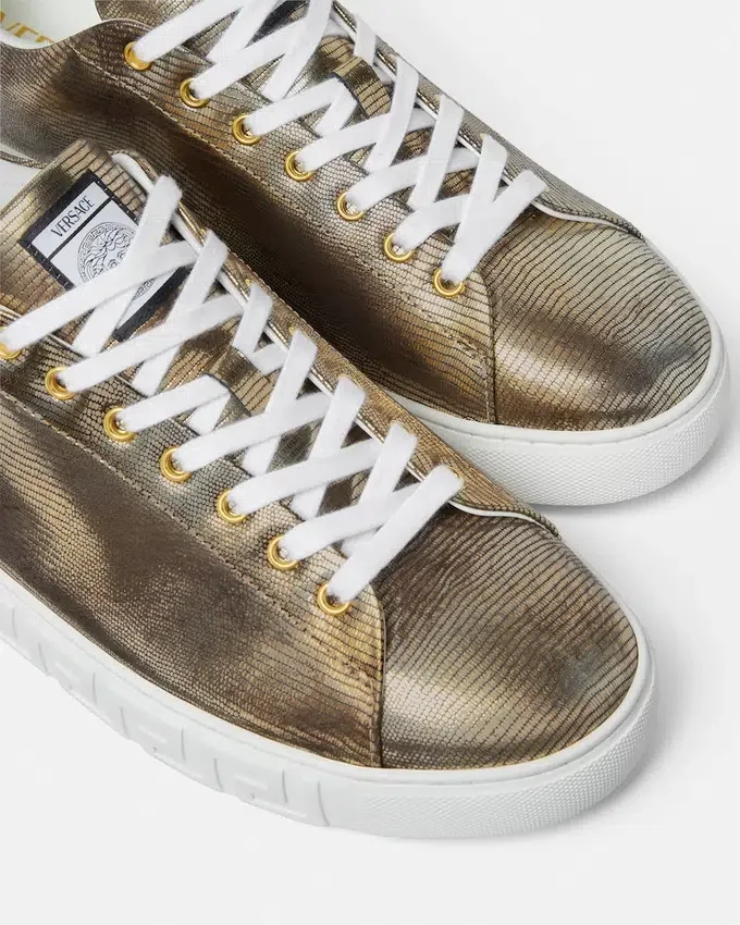 Greca Lizard-Effect Sneakers Greca Lizard-Effect Sneakers