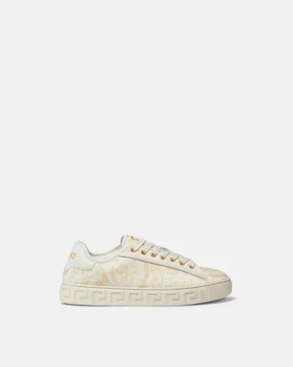 Greca Printed Canvas Sneakers