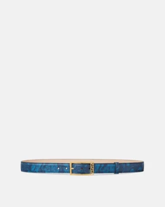 Greca Printed Leather Belt 3 cm