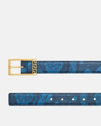 Greca Printed Leather Belt 3 cm