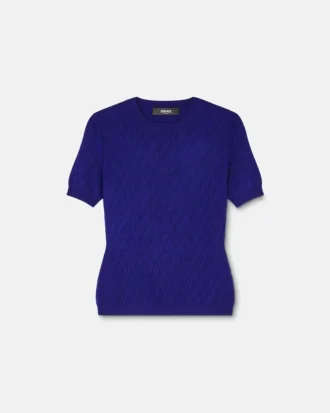 Jacquard Stretch Viscose Fitted Knit T-Shirt