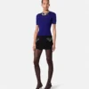 Jacquard Stretch Viscose Fitted Knit T-Shirt Jacquard Stretch Viscose Fitted Knit T-Shirt