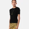 Jacquard Stretch Viscose Fitted Knit T-Shirt Jacquard Stretch Viscose Fitted Knit T-Shirt