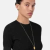 Jacquard Stretch Viscose Fitted Knit T-Shirt Jacquard Stretch Viscose Fitted Knit T-Shirt