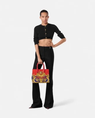Jacquard Stretch Viscose Knit Crop Cardigan