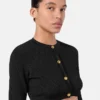 Jacquard Stretch Viscose Knit Crop Cardigan Jacquard Stretch Viscose Knit Crop Cardigan