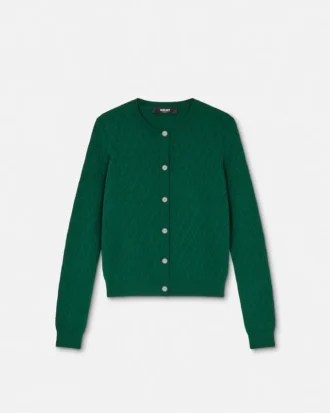 Jacquard Viscose Knit Fitted Cardigan