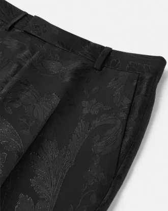 Jacquard Wool-Viscose Slim Formal Pants