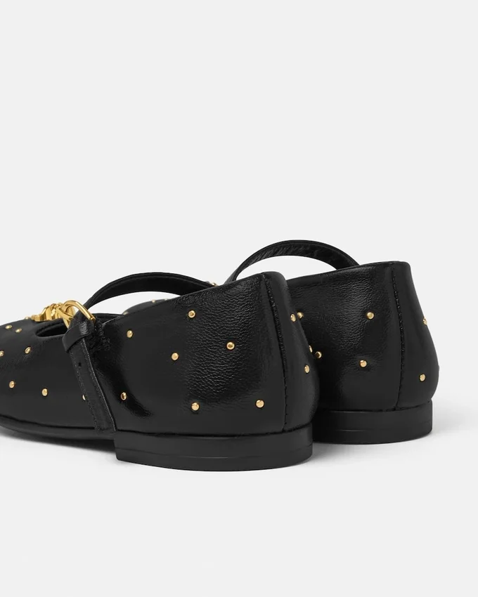 Kids Embellished Leather Ballerinas Kids Embellished Leather Ballerinas
