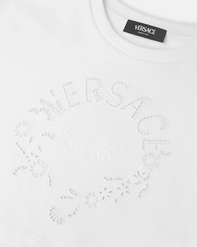 Kids Embroidered Cotton-Jersey Crop Sweatshirt Kids Embroidered Cotton-Jersey Crop Sweatshirt