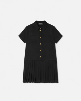 Kids Jacquard Satin Pleated Shirt Dress